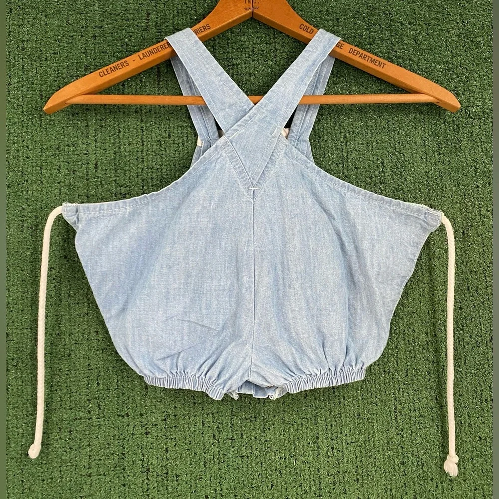 Rare VTG 90’s OshKosh B’Gosh Star Print Denim Bubble Romper Baby Girl 0-3 Months